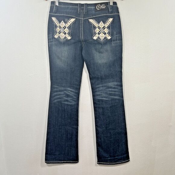 Cello Jeans Womens 8 Blue Mid Rise Bootcut Sparkling Embellished Y2K 90s - Picture 2 of 10